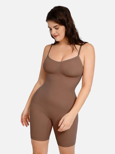 Mid Thigh Bodysuit Tummy Control Seamless Shapewear