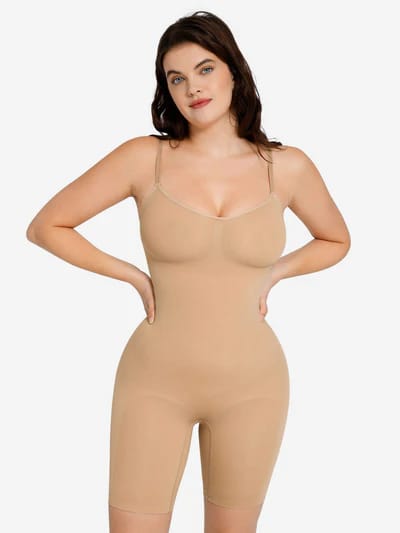 Mid Thigh Bodysuit Tummy Control Seamless Shapewear