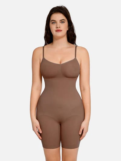 Mid Thigh Bodysuit Tummy Control Seamless Shapewear